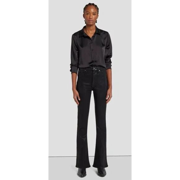 7 For All Mankind Women's Size 27 Black Ultra High Rise Skinny Boot Jeans NWT - Picture 3 of 12